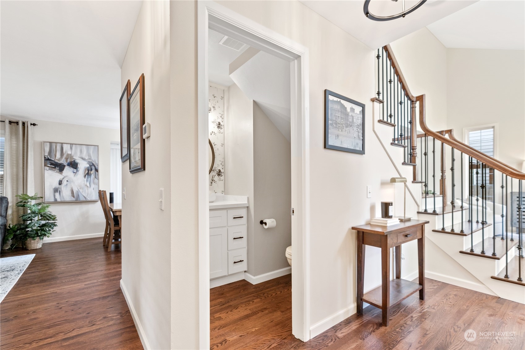 18205 27th Drive Southeast Bothell, WA 98012 - Photo 18 of 37 a view of a hallway with wooden floor and staircase