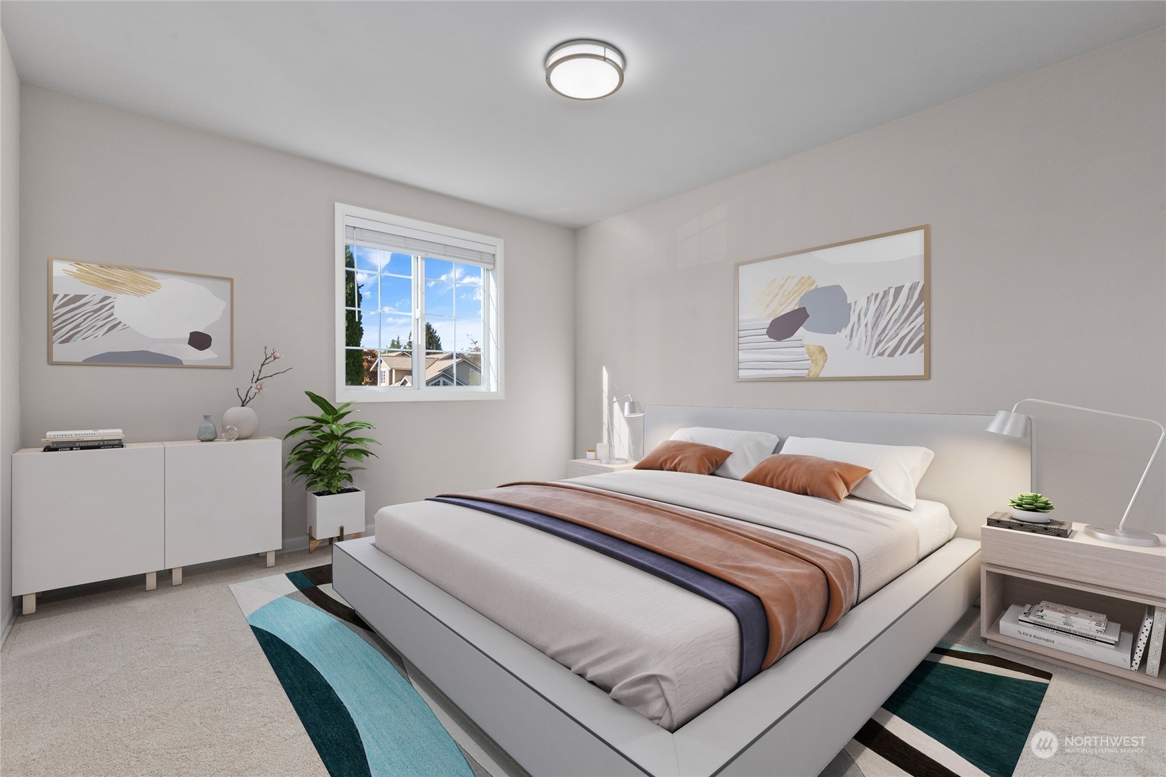 18205 27th Drive Southeast Bothell, WA 98012 - Photo 27 of 37 a bed room with a bed and a painting on the wall