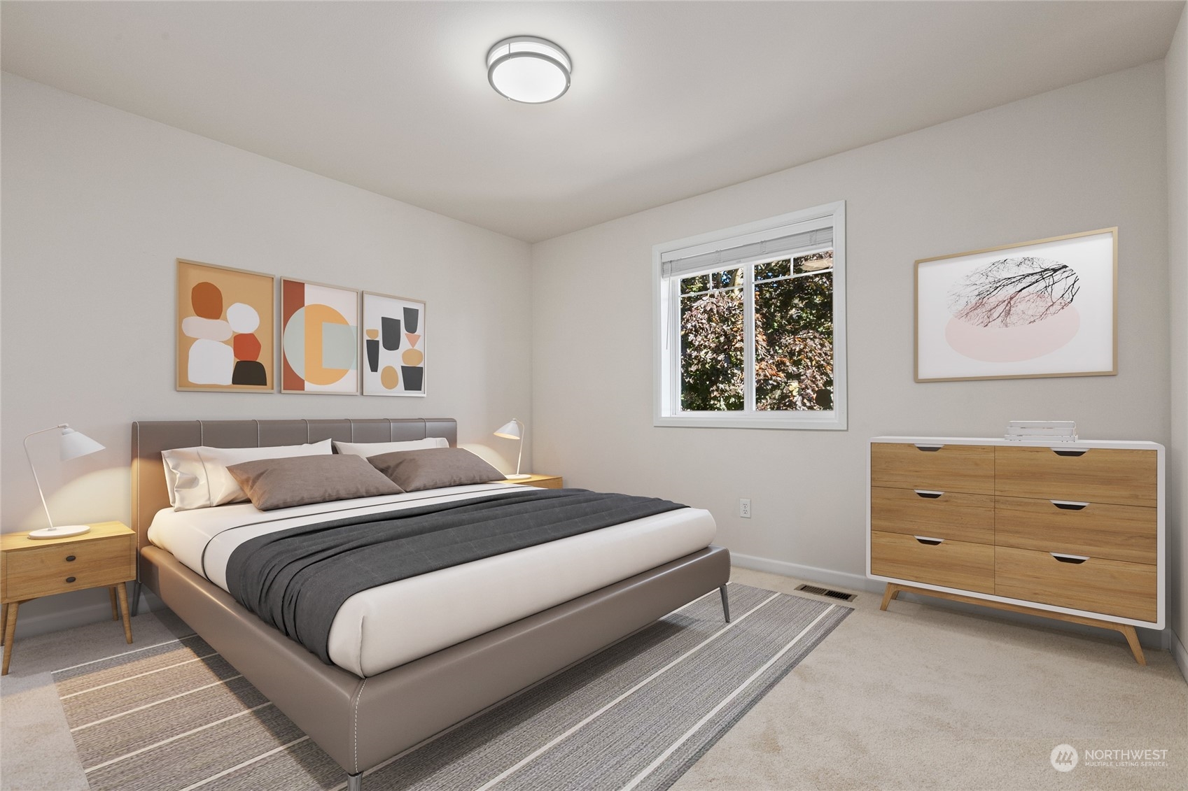 18205 27th Drive Southeast Bothell, WA 98012 - Photo 29 of 37 a bedroom with a bed and a painting on the wall