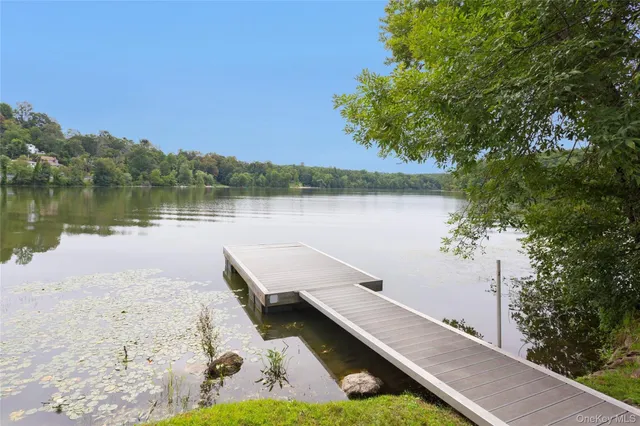 a view of a lake with a outdoor space