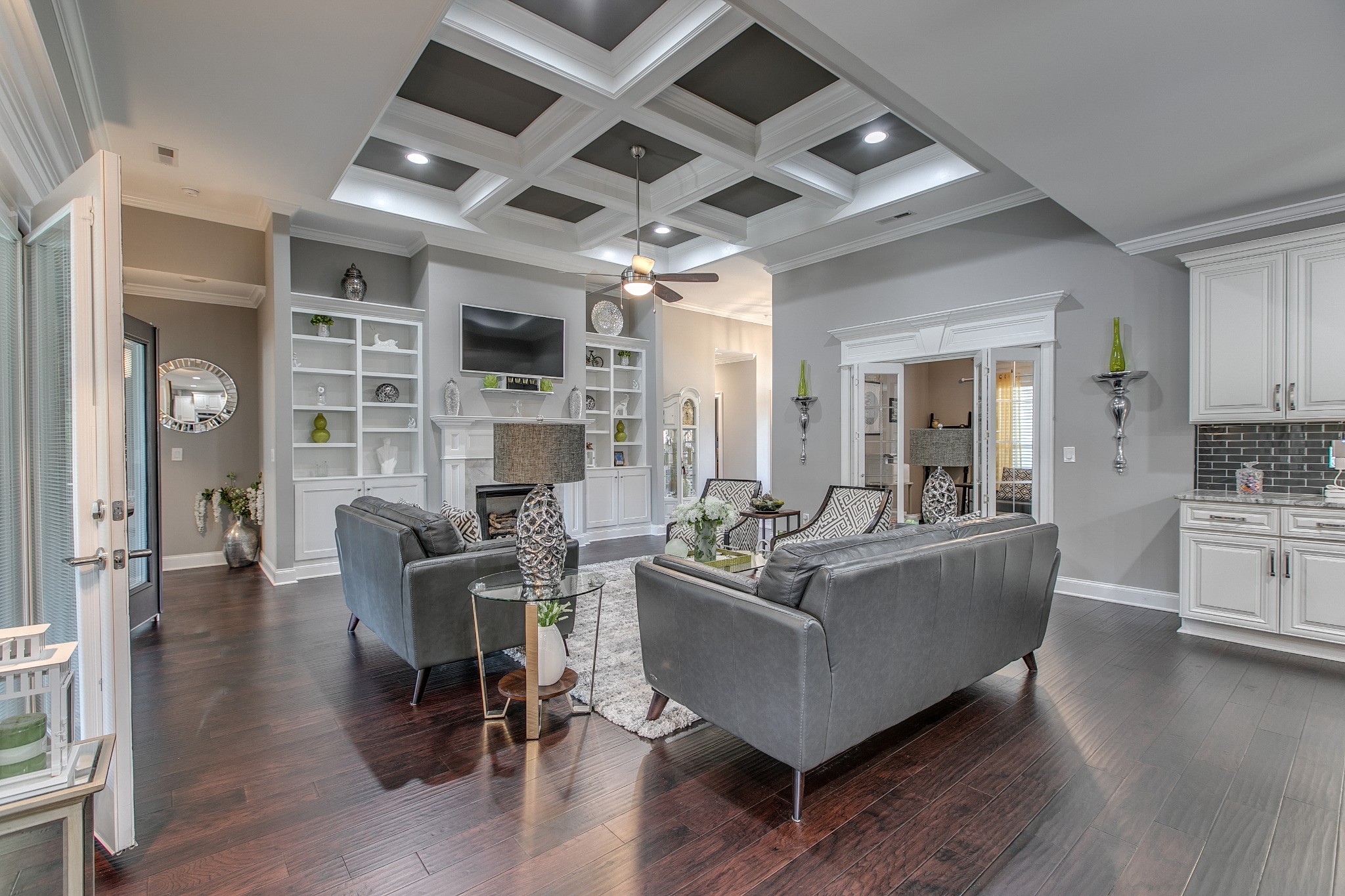 7745 Santos Drive Murfreesboro, TN 37129 - Photo 15 of 58 a living room with fireplace furniture and a wooden floor