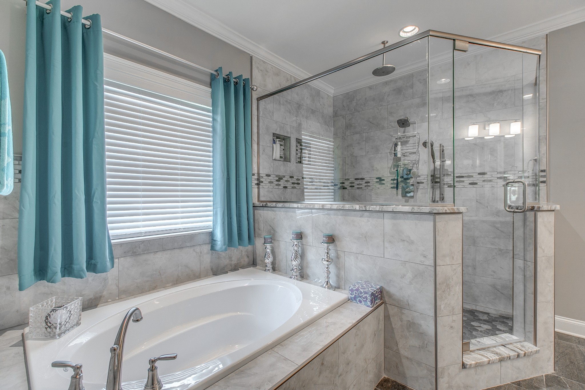 7745 Santos Drive Murfreesboro, TN 37129 - Photo 28 of 58 a bathroom with a granite countertop bathtub shower and sink