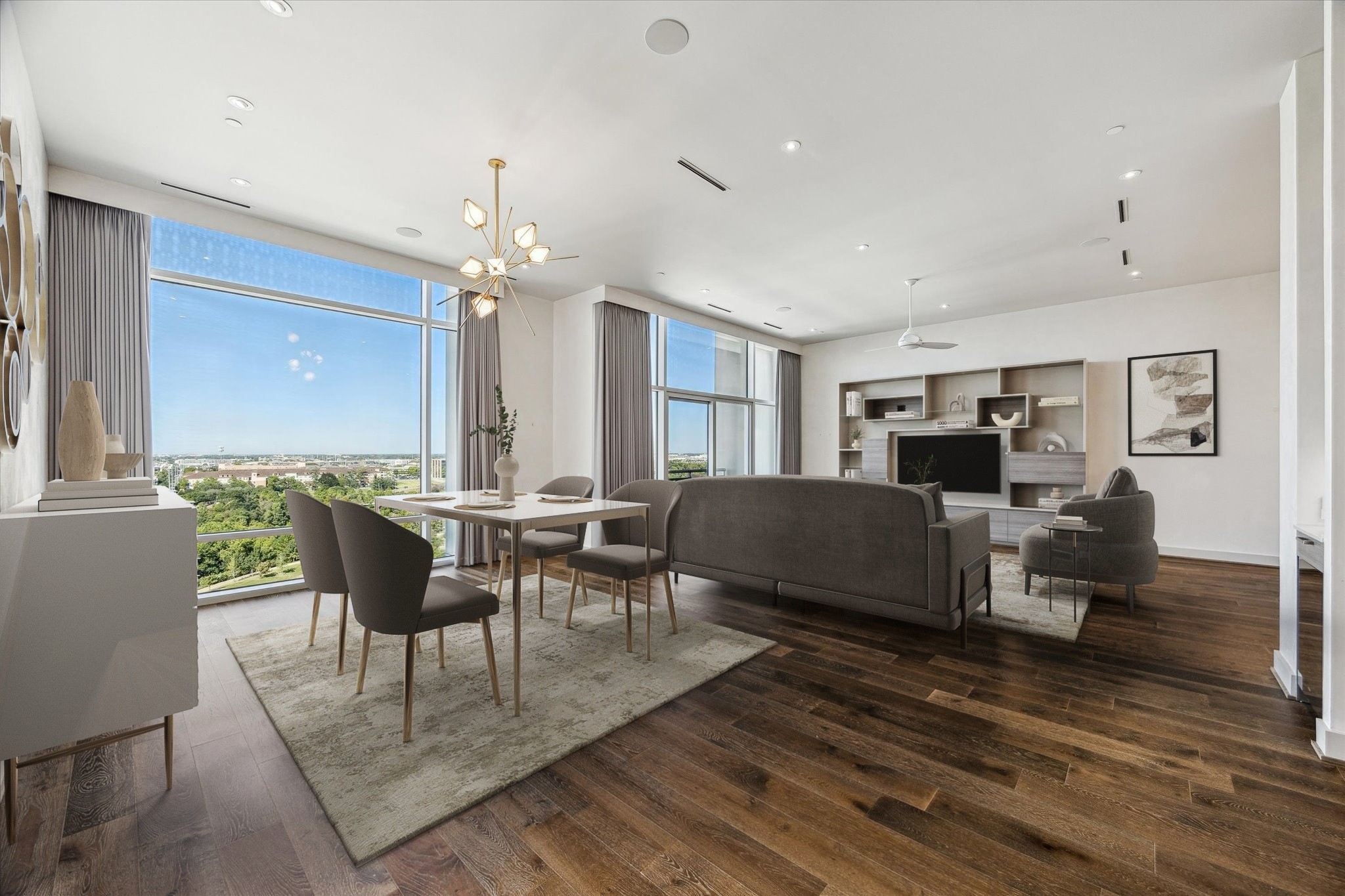 3331 D'Amico Street, Unit 1003 Houston, TX 77019 - Photo 1 of 46 a living room with furniture a rug and a chandelier