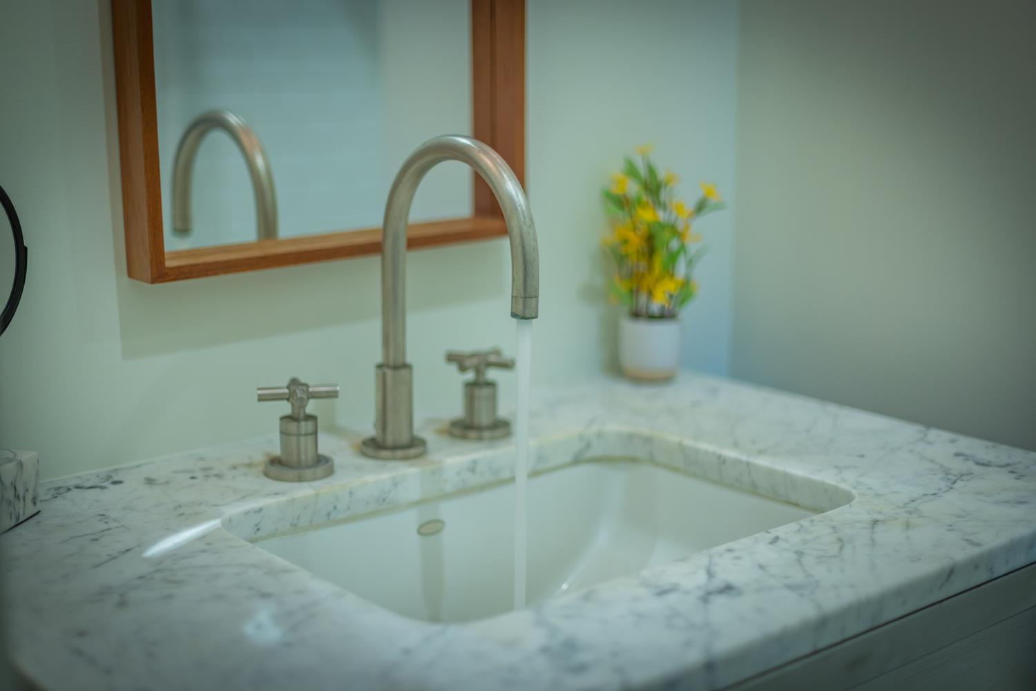 312 Fox Street Ojai, CA 93023 - Photo 26 of 43 a bathroom with a sink and a mirror