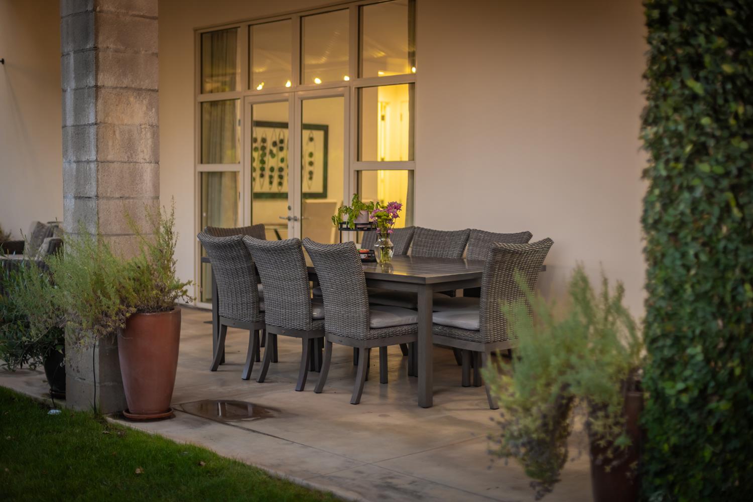 312 Fox Street Ojai, CA 93023 - Photo 41 of 43 a view of a dining room with furniture and chandelier