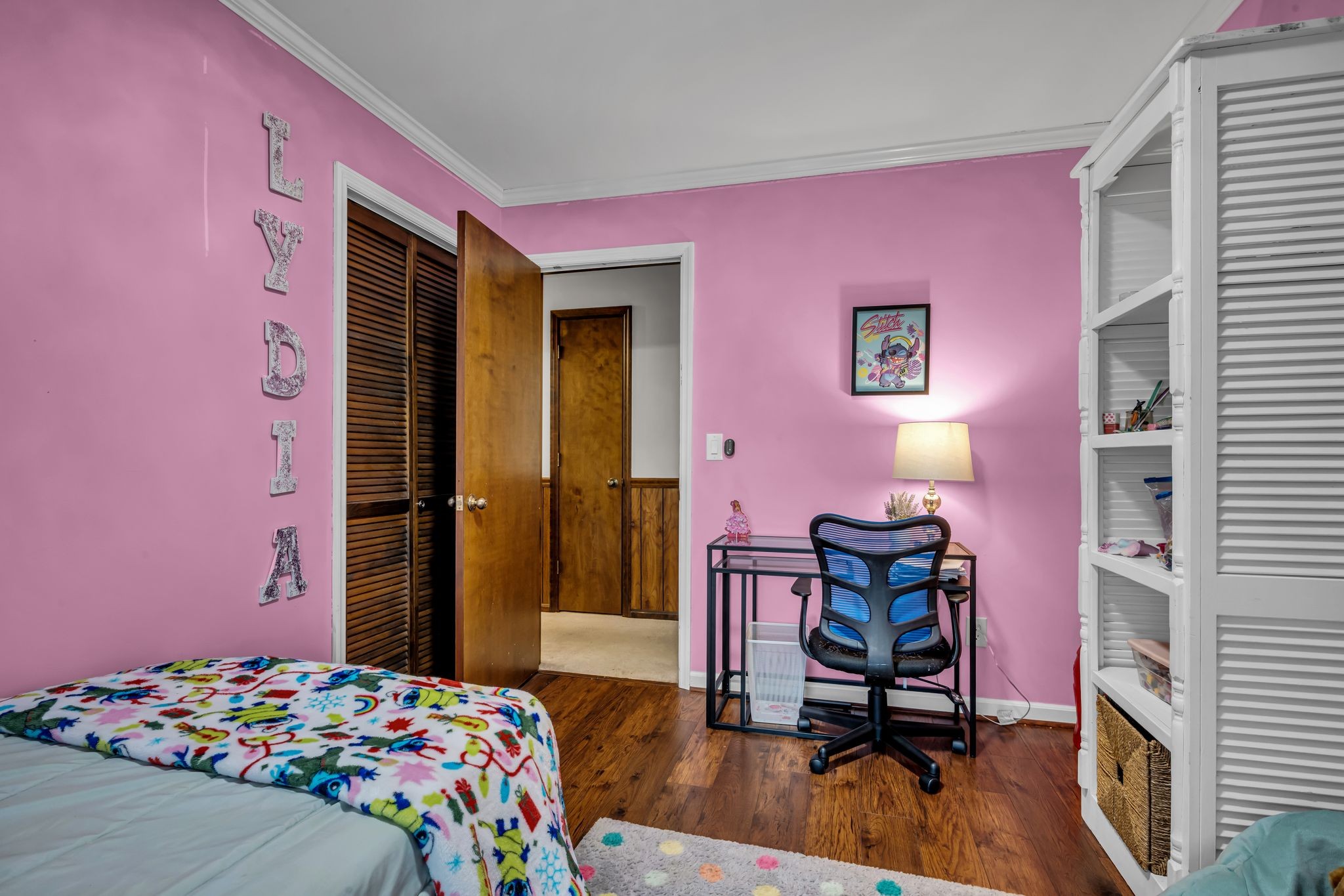 2280 C C C Road Dickson, TN 37055 - Photo 16 of 35 a bedroom with pink walls and wooden floor