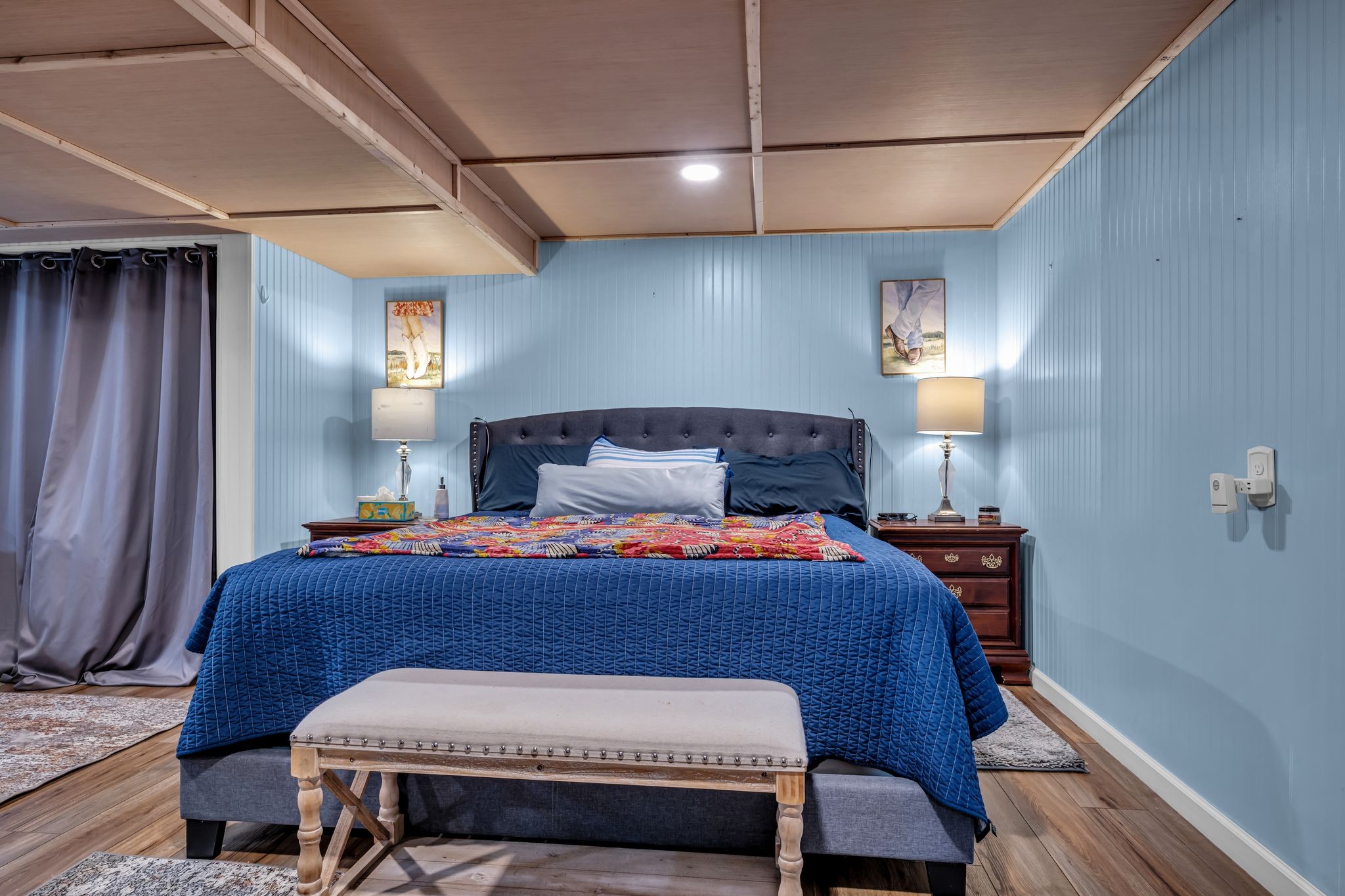 2280 C C C Road Dickson, TN 37055 - Photo 22 of 35 a bedroom with a bed a chandelier and window