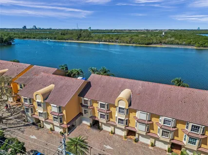 a view of a city and ocean view
