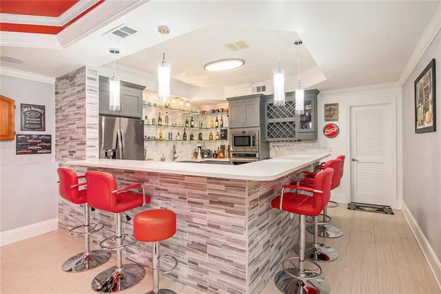 a room and a ceiling fan