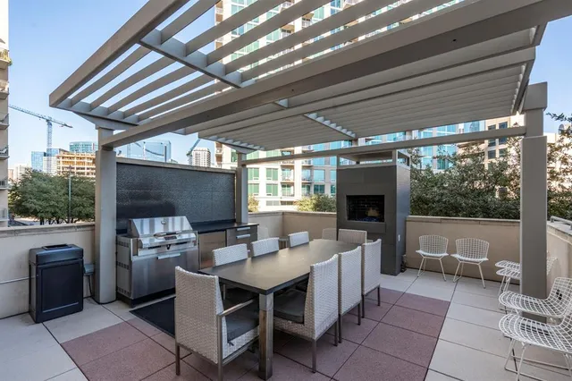 a outdoor space with lots of furniture and garden view