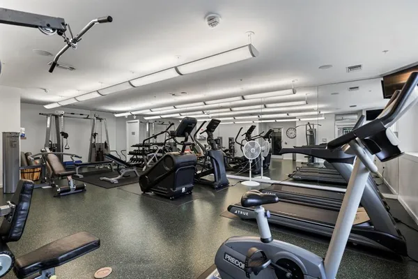 a view of a room with gym equipment