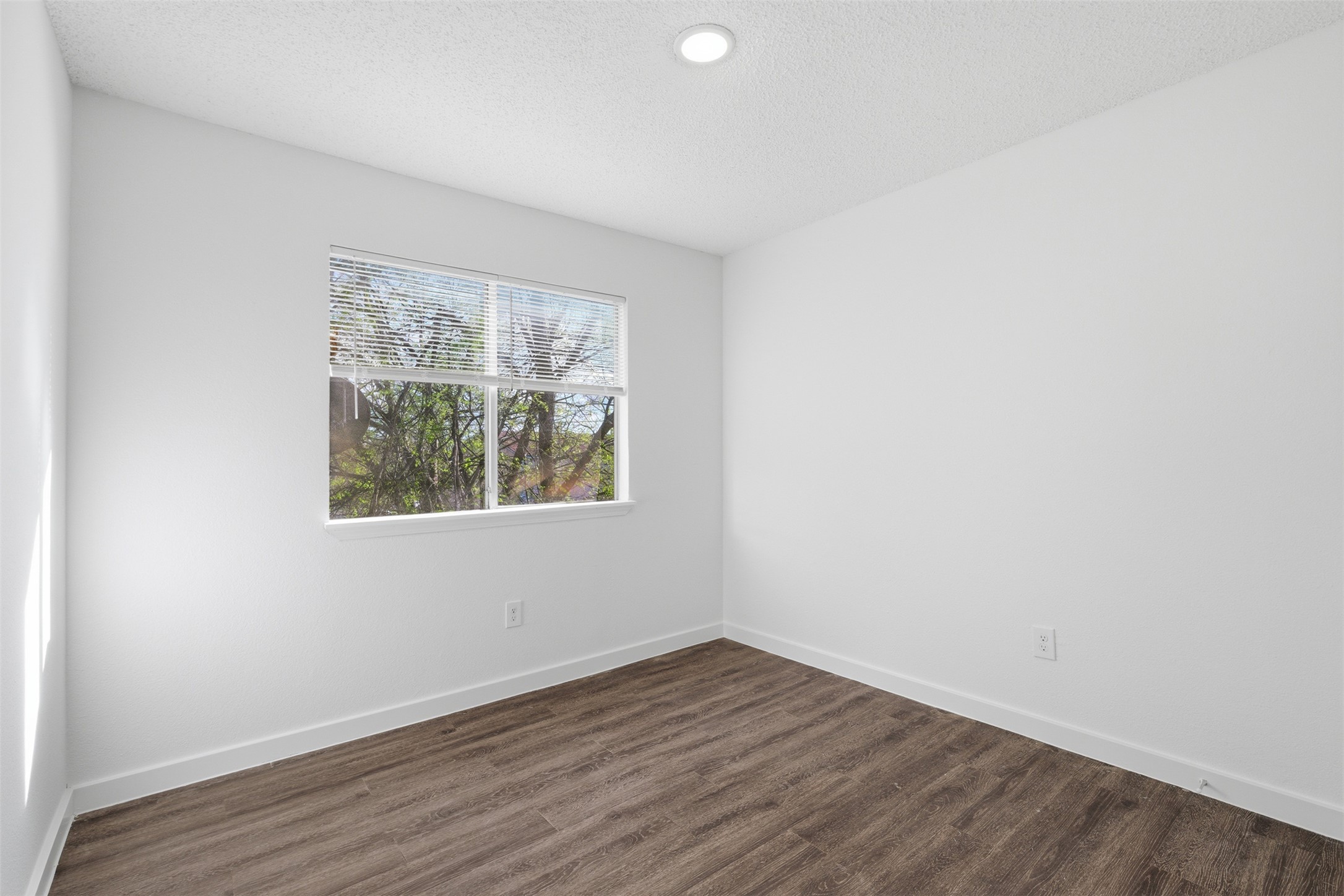 1605 Future Drive, Unit B Austin, TX 78754 - Photo 9 of 13 Bedroom with a textured ceiling and dark wood-type flooring