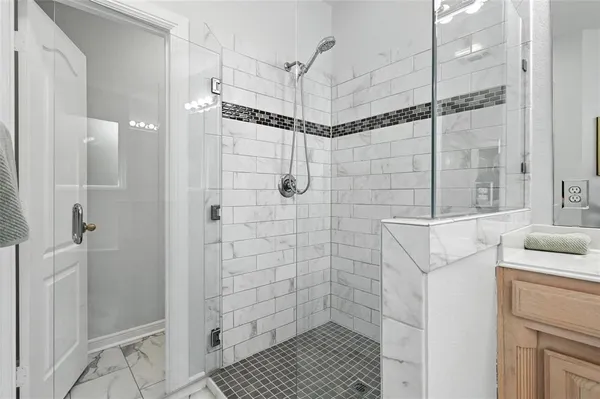 a bathroom with a shower