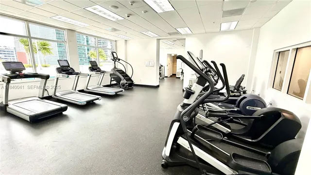 a view of a room with gym equipment