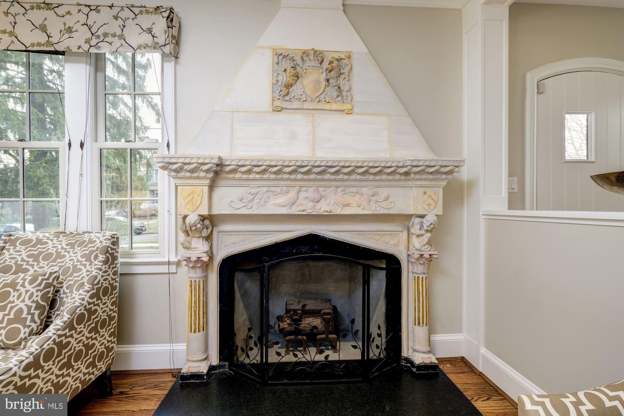 4405 Ridge Street Chevy Chase, MD 20815 - Photo 4 of 30 Restored carved original wood-burning fireplace