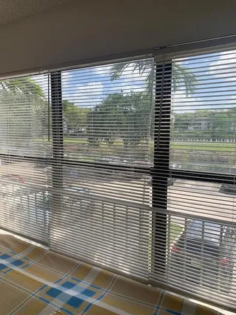 a view of a building from a window