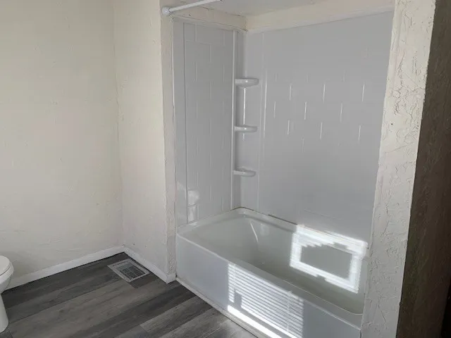 a bathroom with a bathtub