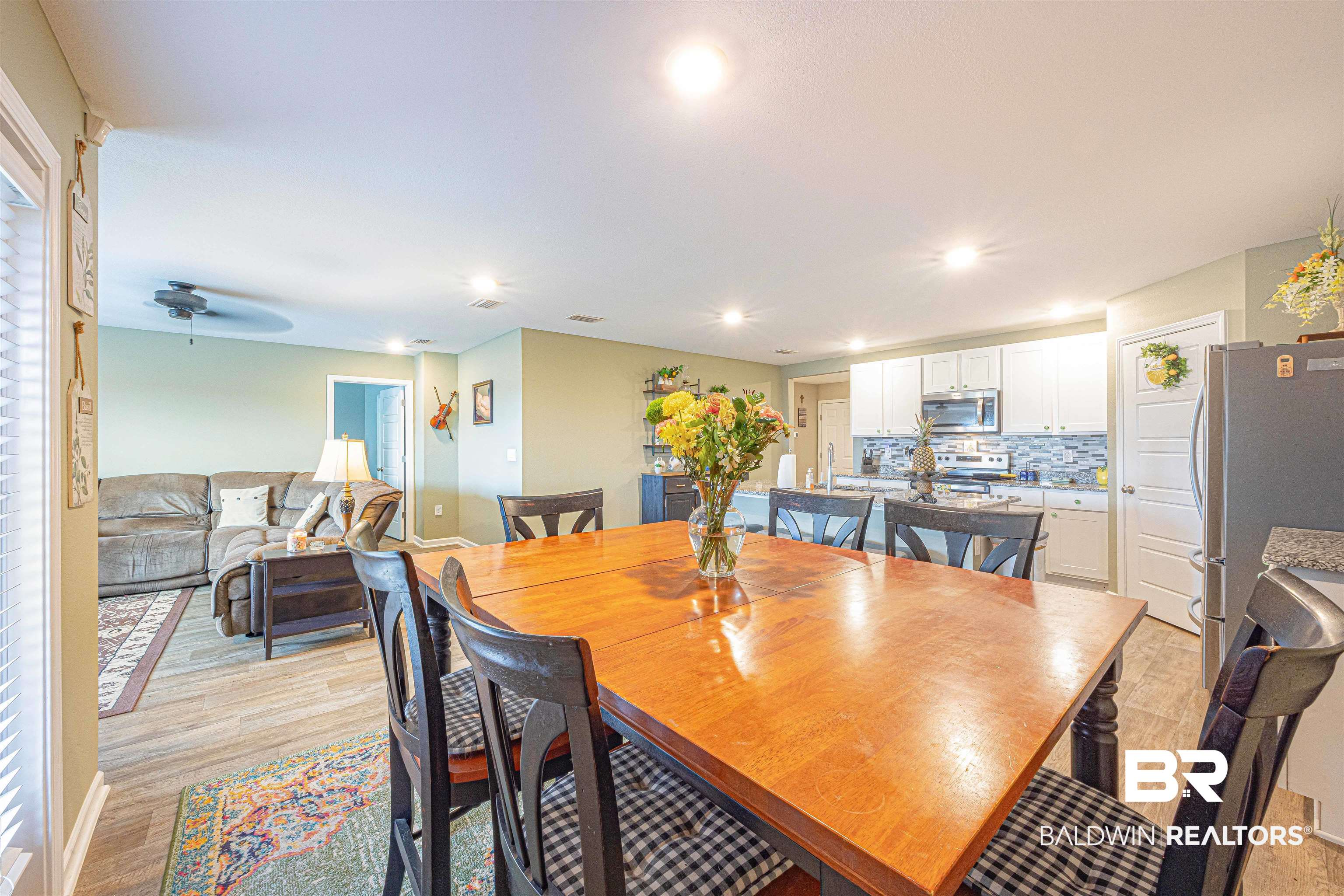 14843 Forsythia Loop Silverhill, AL 36576 - Photo 20 of 51 Dining space with light wood finished floors, recessed lighting, and ceiling fan