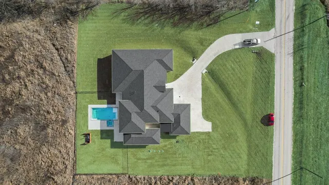 an aerial view of a house