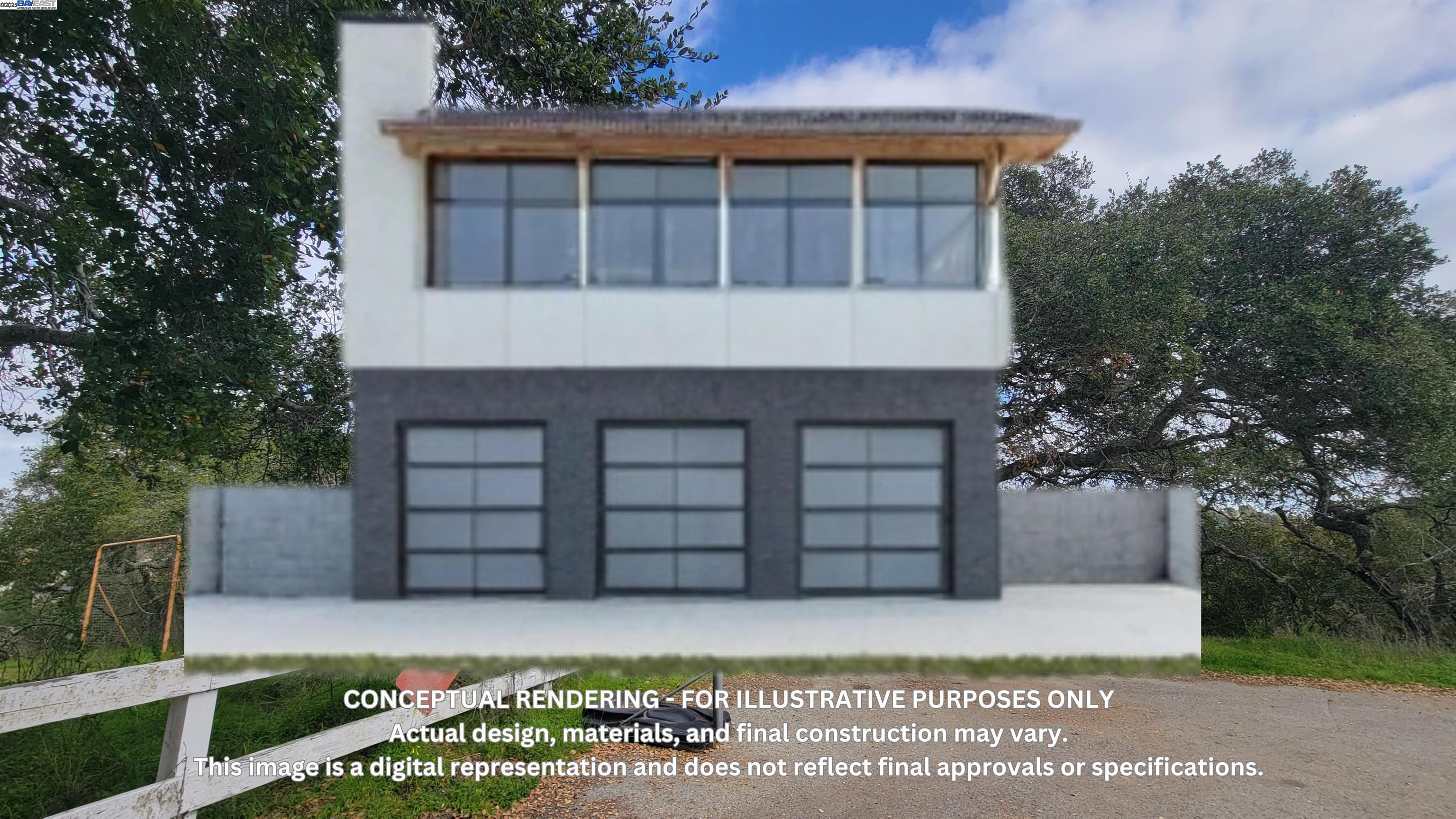 a front view of a house with a garage