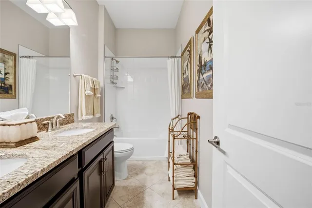 a view of a swimming pool with a lake view