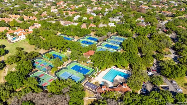 an aerial view of tennis court