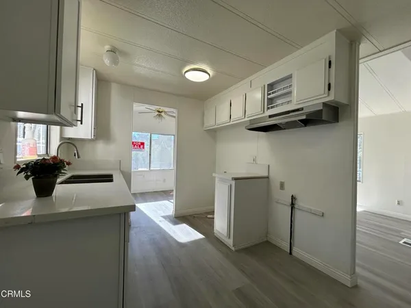 a room with cabinets