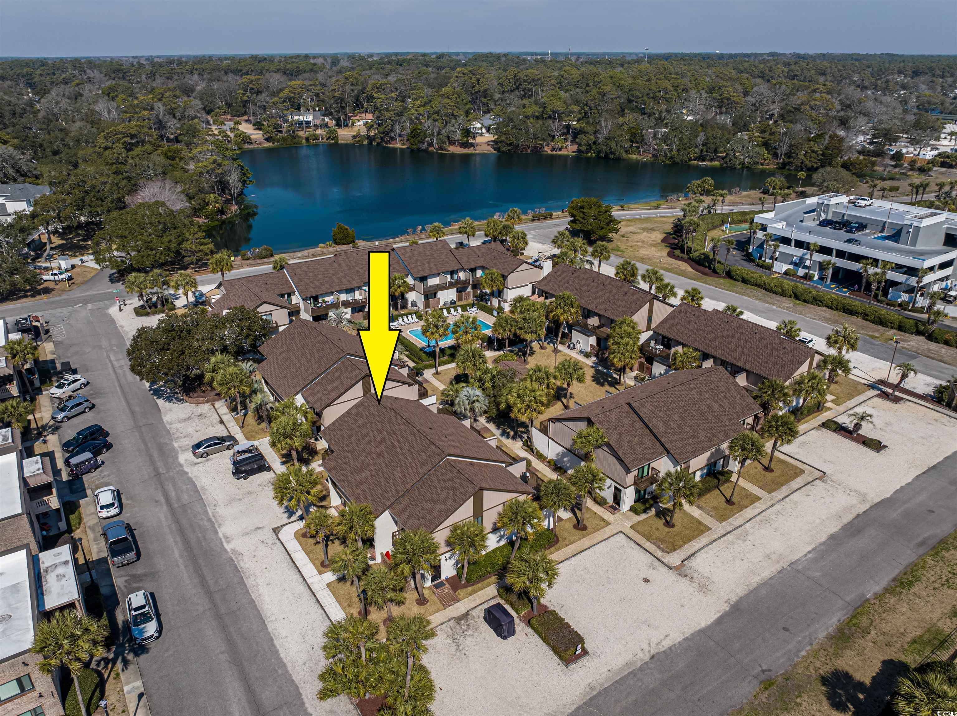 10200 Lakeshore Drive, Unit 16 Myrtle Beach, SC 29572 - Photo 11 of 36 Drone / aerial view with a water view and a residential view