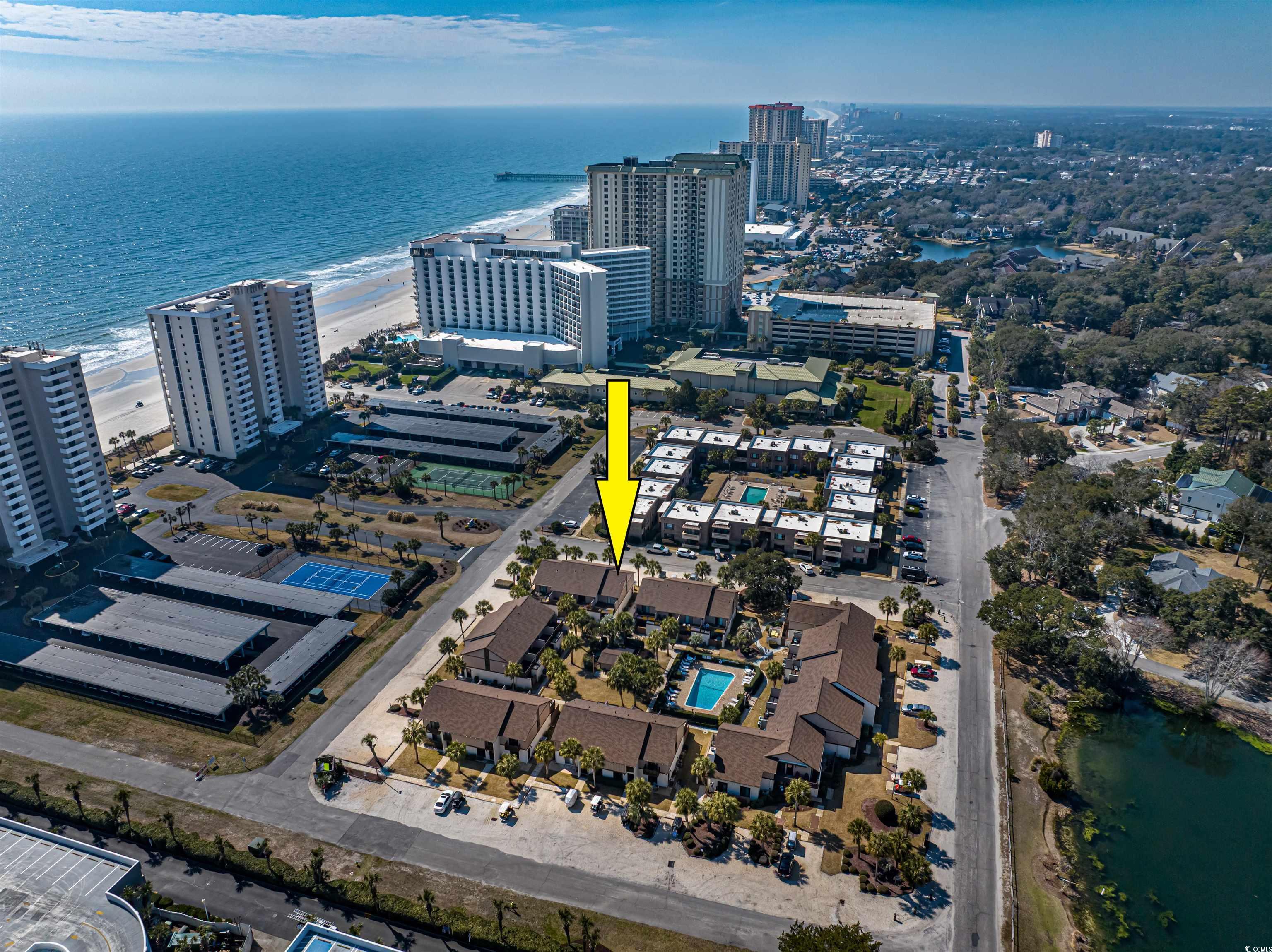 10200 Lakeshore Drive, Unit 16 Myrtle Beach, SC 29572 - Photo 9 of 36 Bird's eye view with a water view and a view of city
