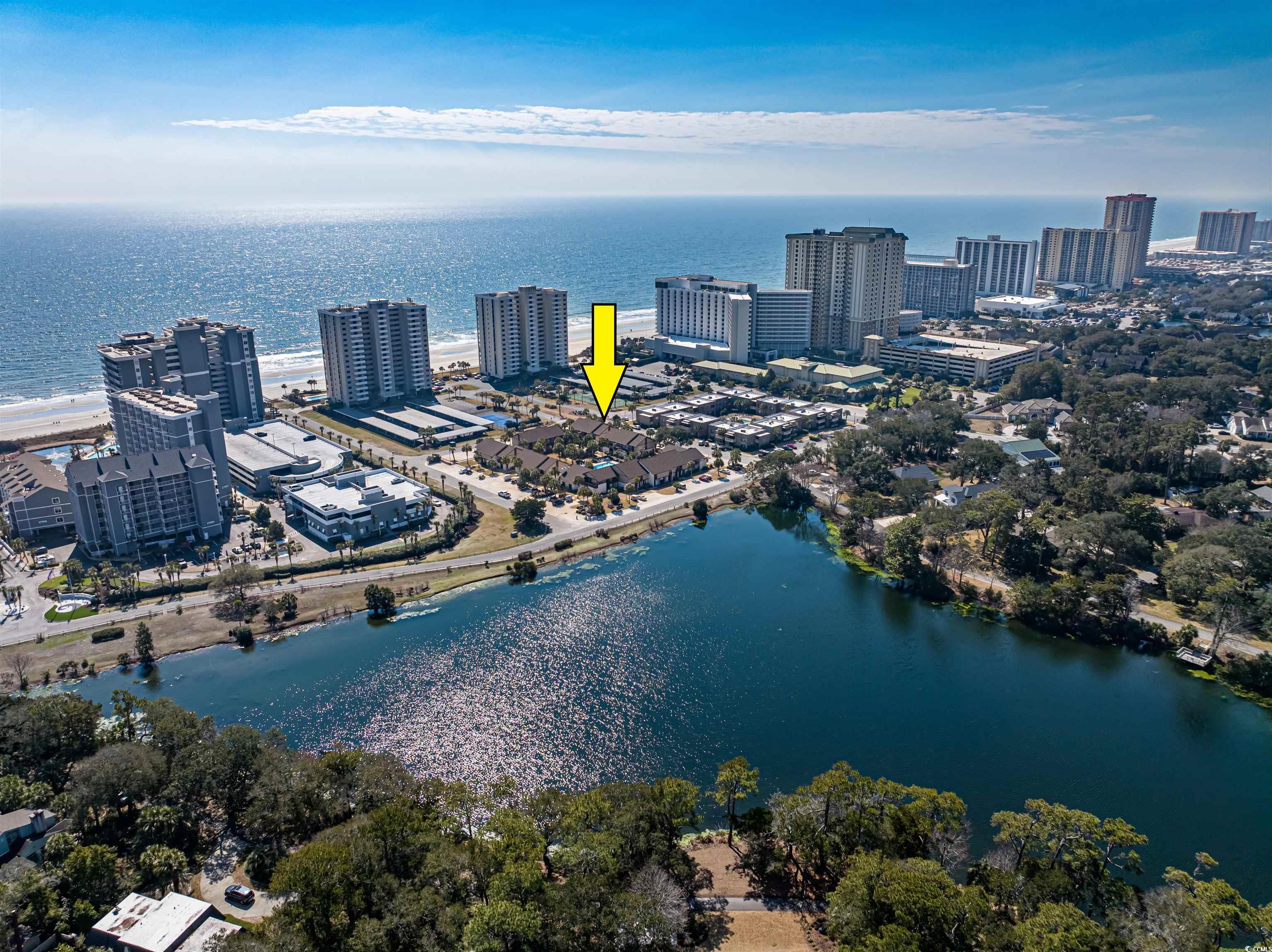 10200 Lakeshore Drive, Unit 16 Myrtle Beach, SC 29572 - Photo 10 of 36 Aerial view featuring a view of city and a water view