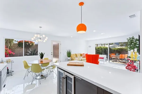 an aerial view of a couch