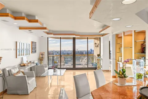 a view of city and swimming pool