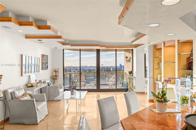 a view of city and swimming pool