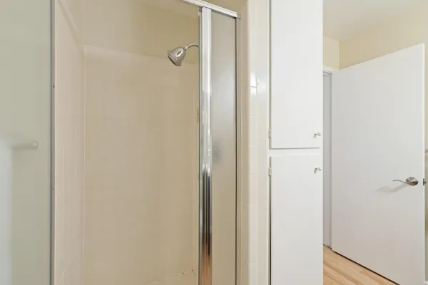 a bathroom with a shower