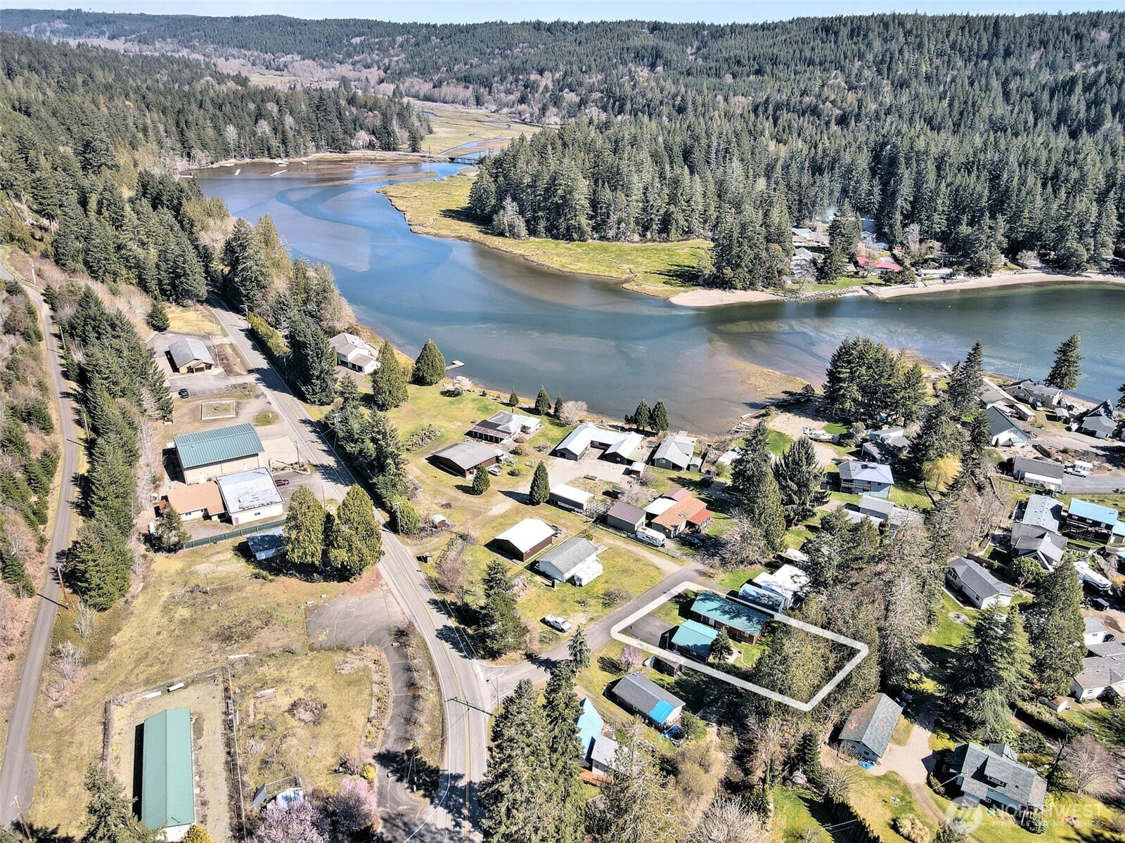 30 Brook Place Tahuya, WA 98588 - Photo 2 of 40 an aerial view of a house with a lake view