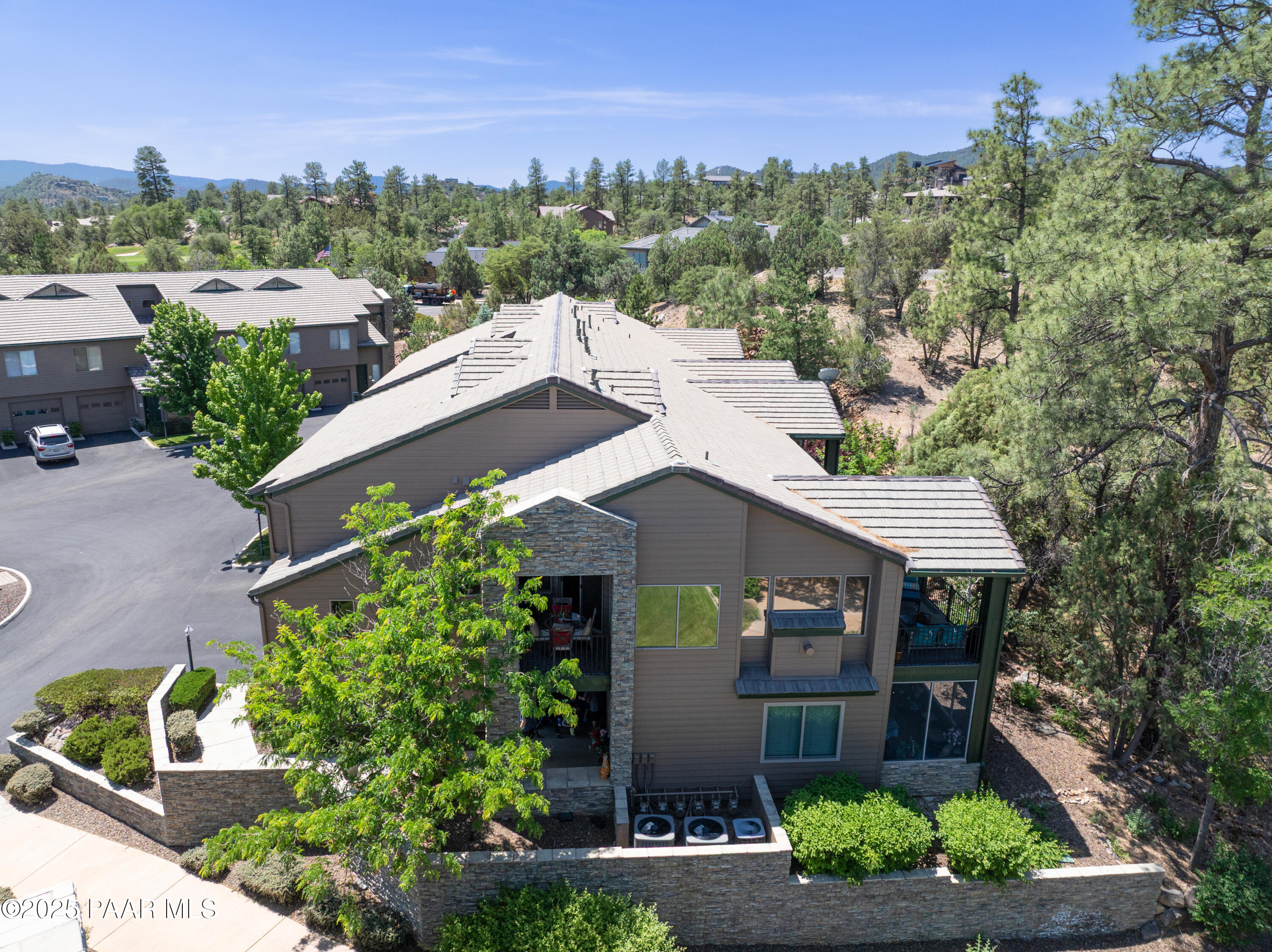 an aerial view of a house