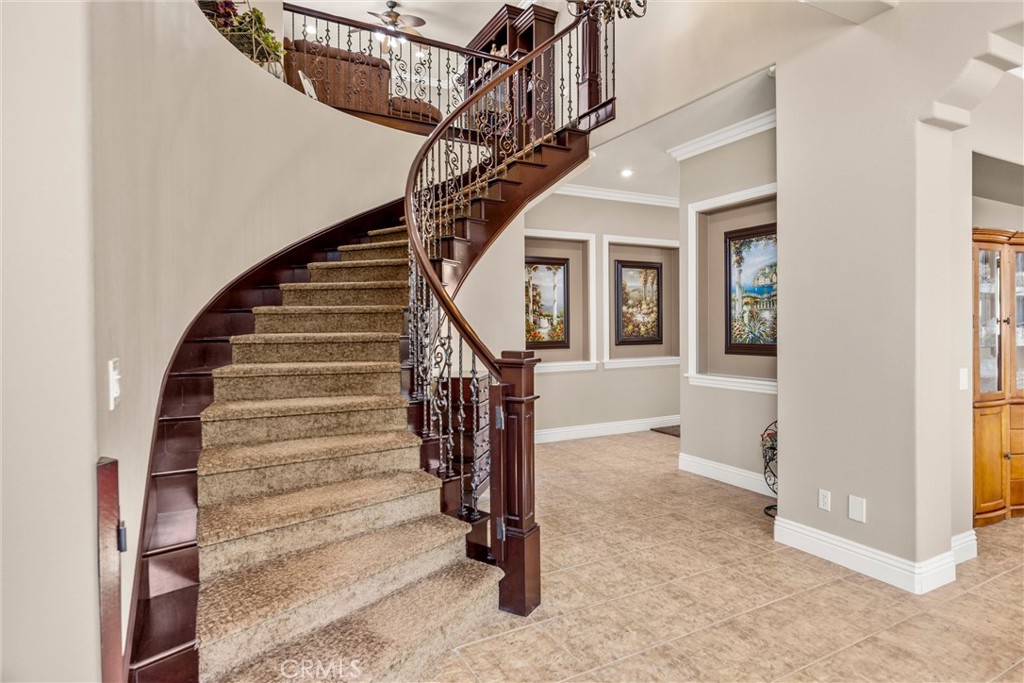 9856 Summerhill Road Rancho Cucamonga, CA 91737 - Photo 13 of 38 Beautiful Custom Staircase and Recessed Art Niches