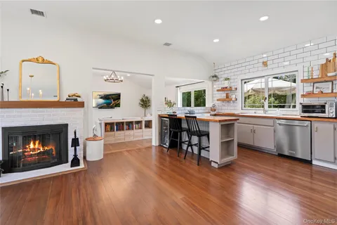 an aerial view of a house with a garden