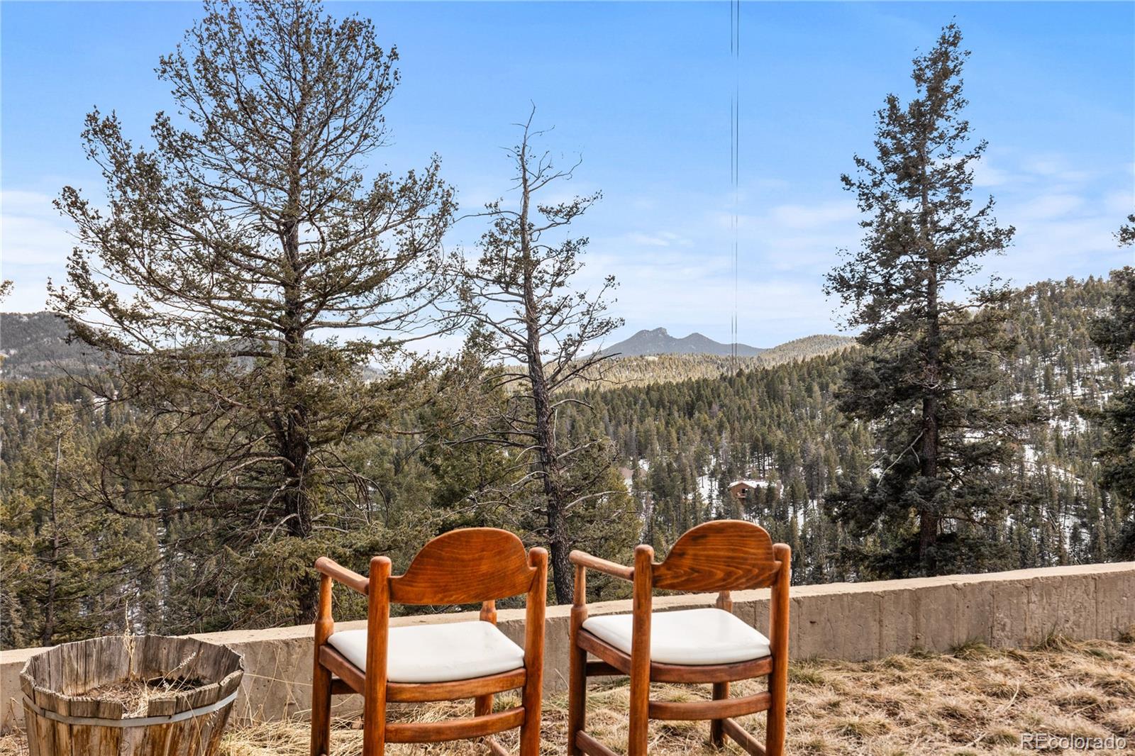 10221 Blue Sky Trail Conifer, CO 80433 - Photo 21 of 37 a view of a chairs and table in the patio