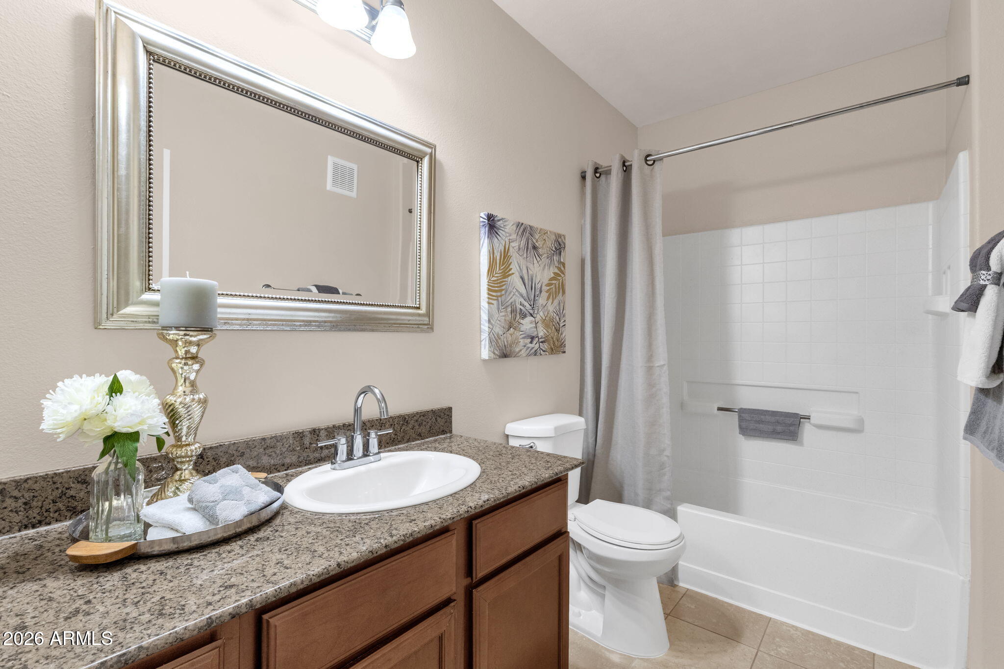 2134 East Broadway Road, Unit 2010 Tempe, AZ 85282 - Photo 21 of 42 a bathroom with a granite countertop sink toilet and shower