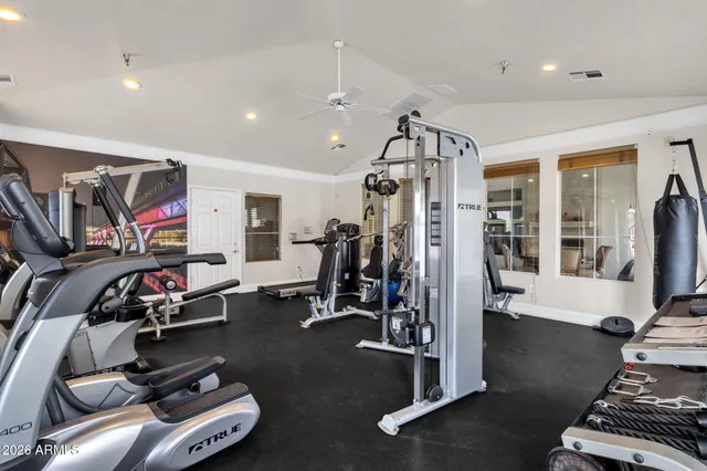 a view of a room with gym equipment