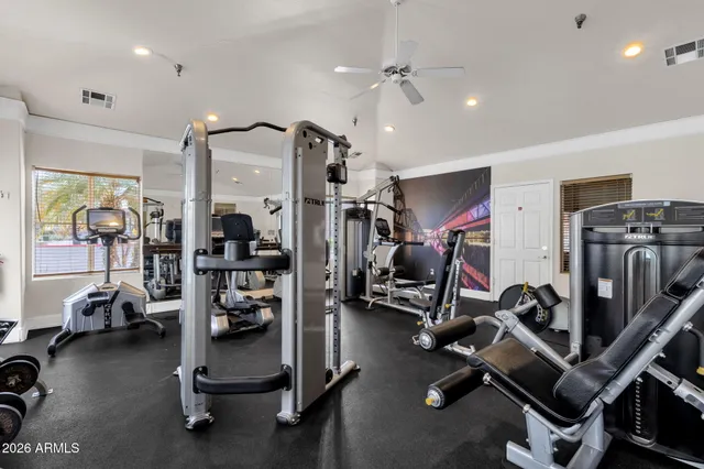 a view of a room with gym equipment