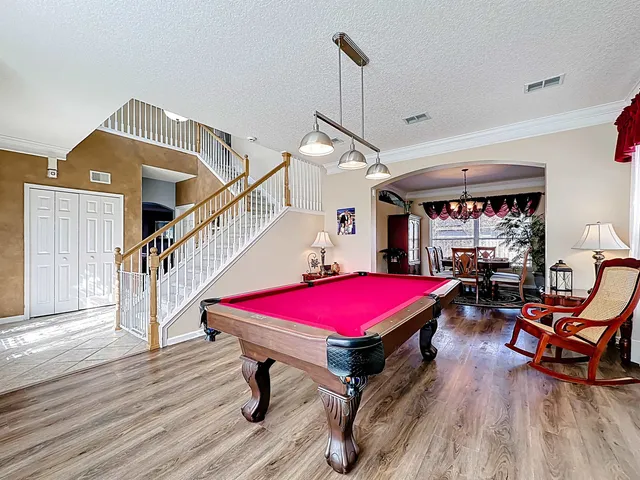 a living room with furniture