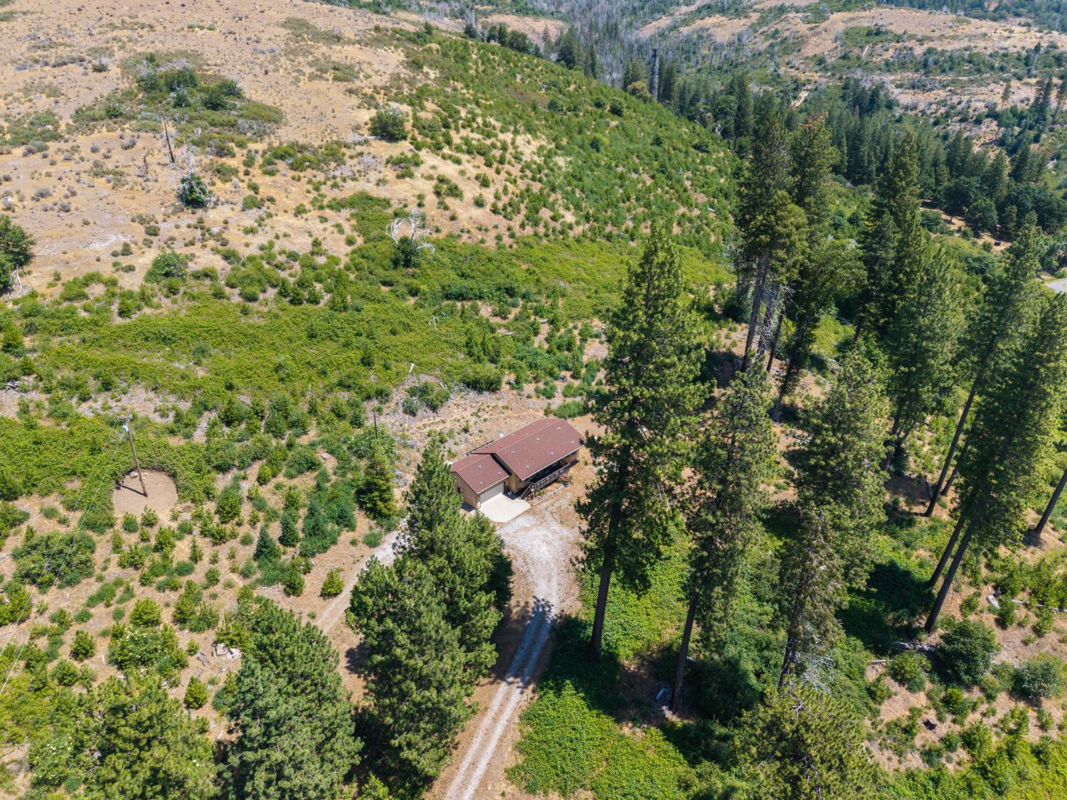 8009 Spring Valley Road Pollock Pines, CA 95726 - Photo 29 of 31 an aerial view of residential house with outdoor space