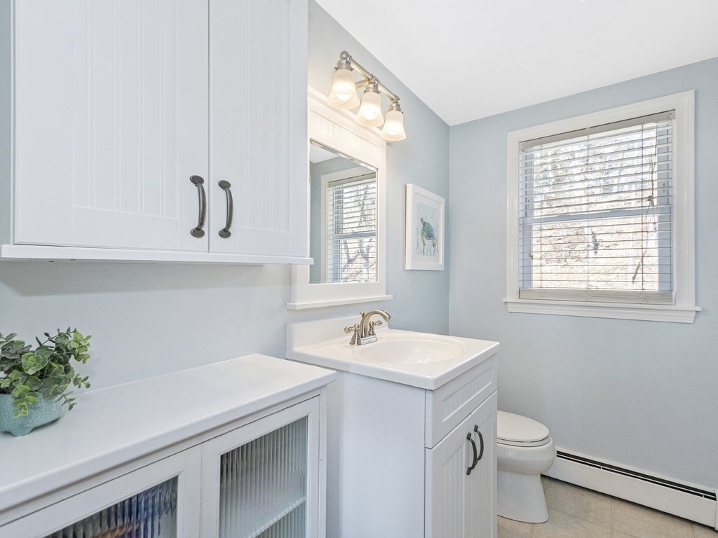 223 Hardy Pond Road Waltham, MA 02451 - Photo 28 of 38 a bathroom with a sink a toilet and a mirror