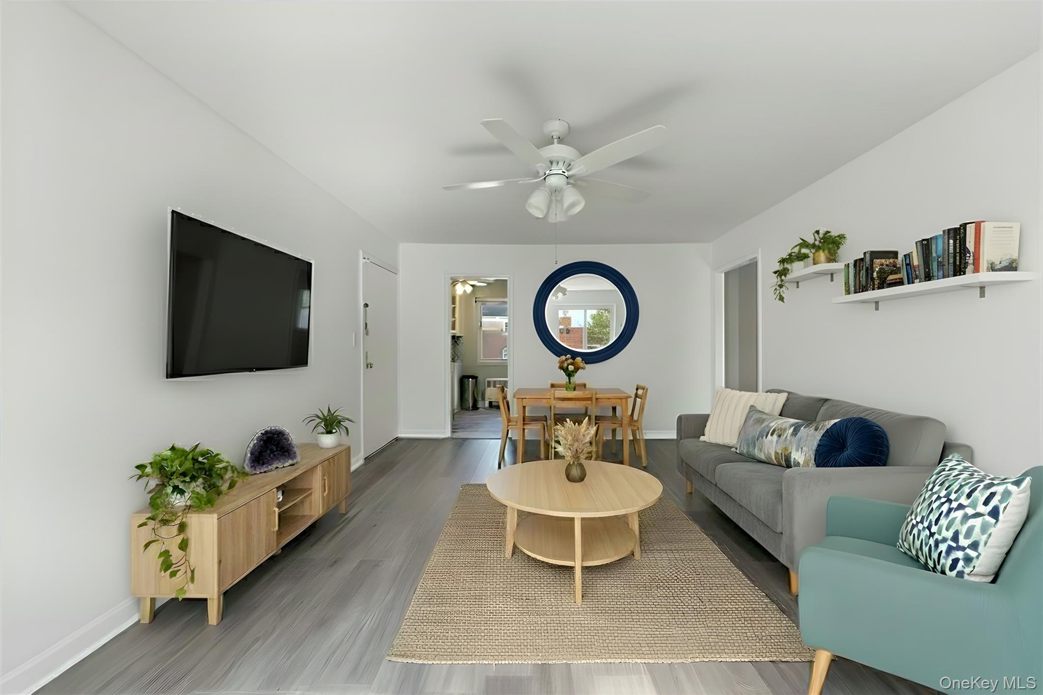 470 Tuckahoe Road, Unit 4B Yonkers, NY 10710 - Photo 5 of 17 Living room with wood finished floors and a ceiling fan