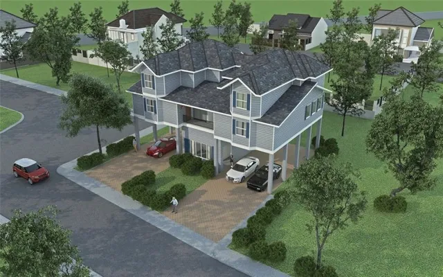 an aerial view of a house