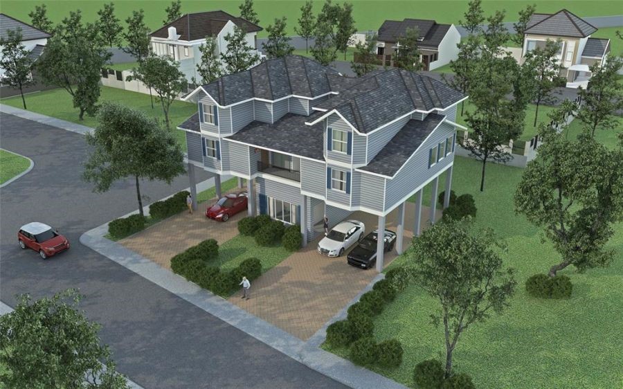 an aerial view of a house