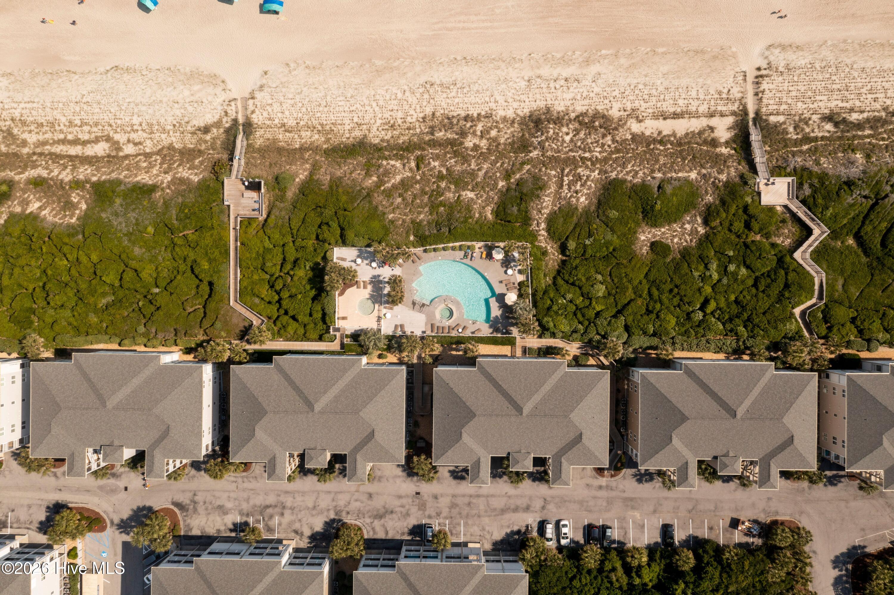 1700 Salter Path Road, Unit R102 Indian Beach, NC 28512 - Photo 52 of 62 OC Aerial Oceanside Pool-Beach Access