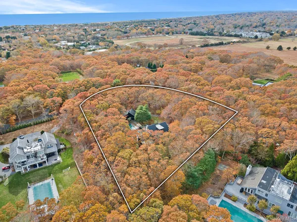 an aerial view of a house